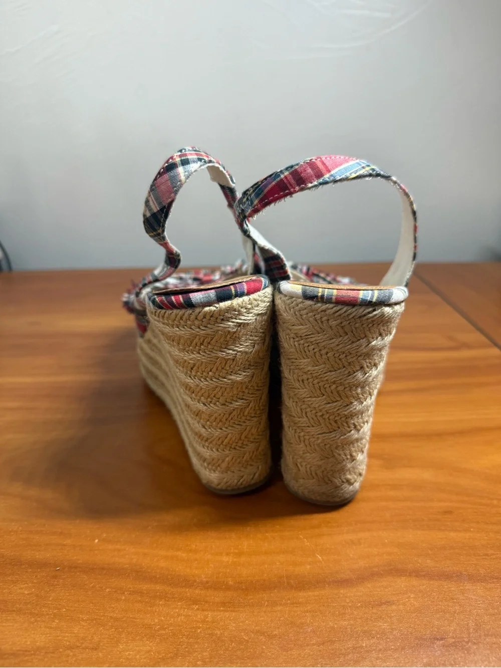 Mossimo Supply Co. Y2K Tartan Plaid Bow Espadrille Wedge Heel Slingback W10